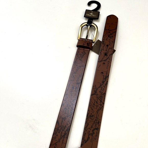 NWT Original PATRICIA NASH Vietri Signature Map Belt Leather Riot Rust Medium